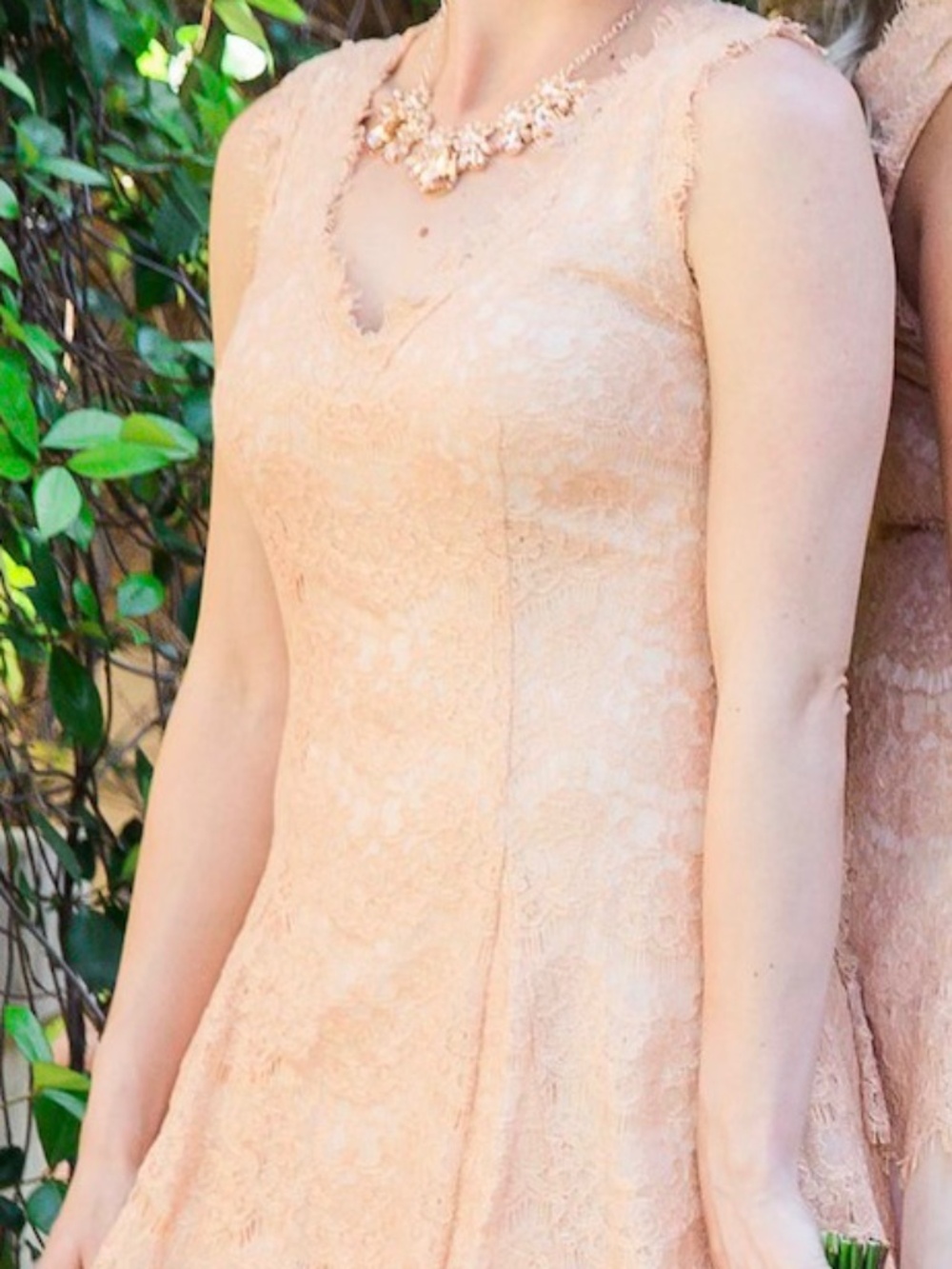 Betsy & Adam Peach Lace and Tulle Dress